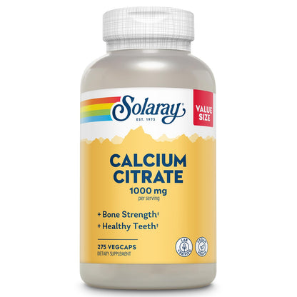 Solaray Calcium Citrate 1000mg - Chelated Calcium Supplement - Supports Bone Strength and Healthy Teeth - Easy to Digest SOLARAY