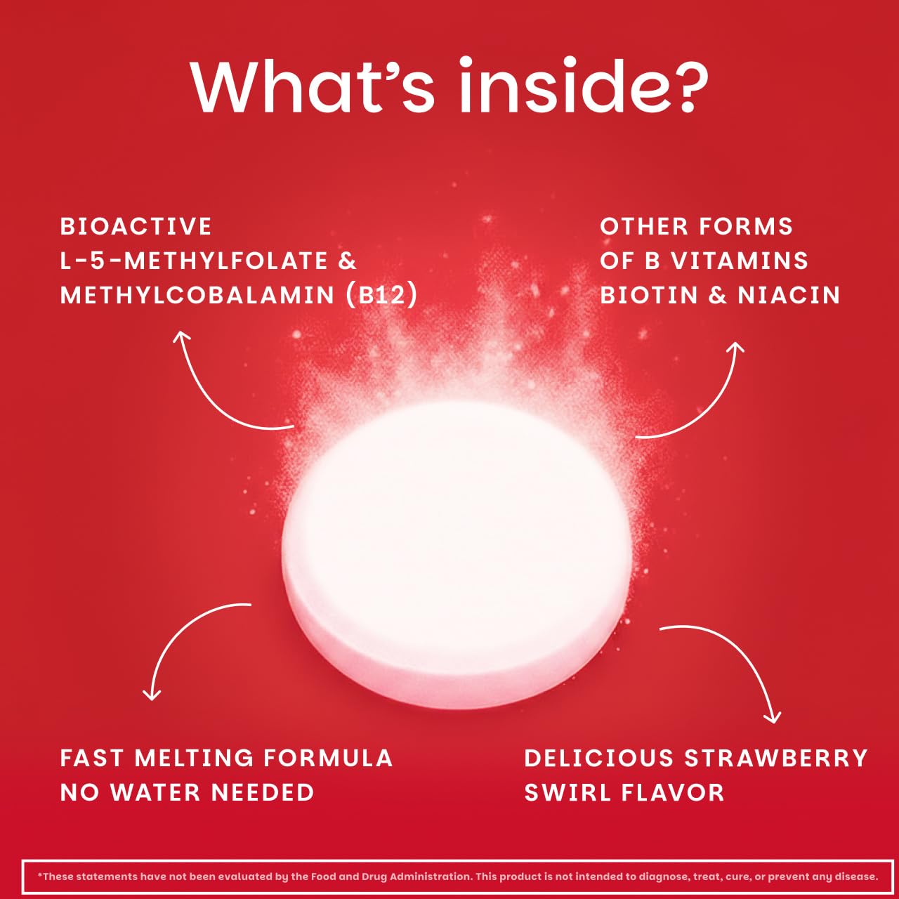 EZ Melts Dissolvable B-Complex - Vitamin B Complex - Provides Energy Metabolism & Heart Health Support - with Methylated B12 & Folate - Non-GMO & Vegan EZ Melts