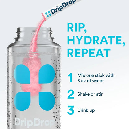 DripDrop Sugar Free Hydration Packets - Zero Classic Variety Pack - Single Serve Electrolytes Powder Drink Mix - Lemon Lime, Watermelon, Peach, Passion Fruit DripDrop
