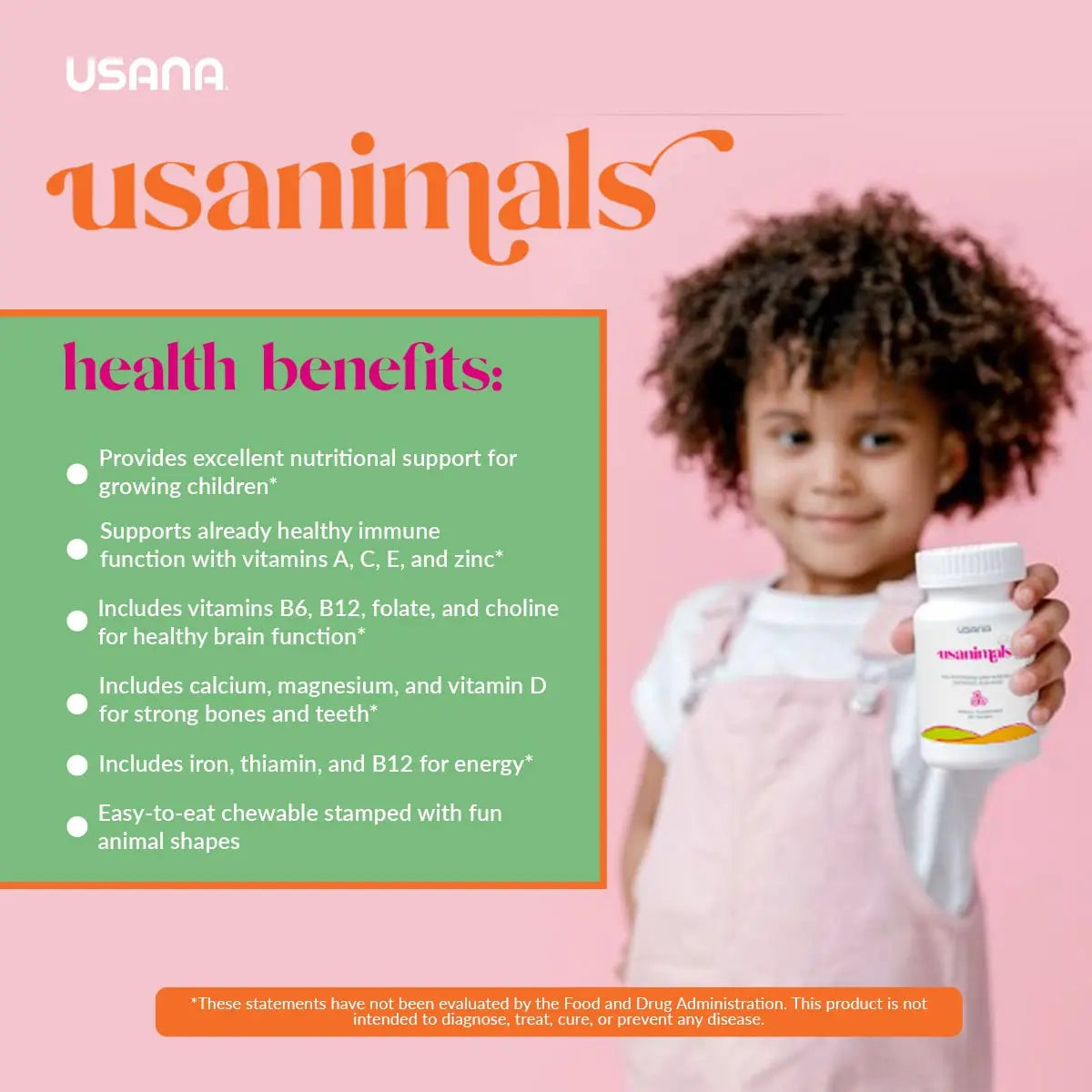 USANA Usanimals Multivitamin for Kids - Daily Chewable Tablets with Vitamins A, C, D, E, B6, B12, Zinc, Iron - Supports Immune, Bone & Brain Health USANA buy australia supplements