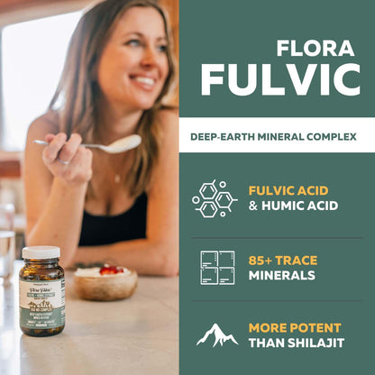 Flora Fulvic | Fulvic Acid + Humic Acid Complex – 550 mg |Mined in Utah, Prehistoric Deep Earth Extract | Immunity, Gut, Digestion – Natural Trace Mineral Complex Triquetra Health