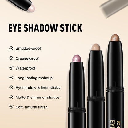 Wugbc Eyeshadow Stick Light Taupe, Matte Cream Eye Shadow Stick Waterproof Nude Neutral Eyeliner Brightener Pencil Crayon Long-Lasting Eye Highlighter Makeup for Older Women Easy to Use High Pigmented Wugbc