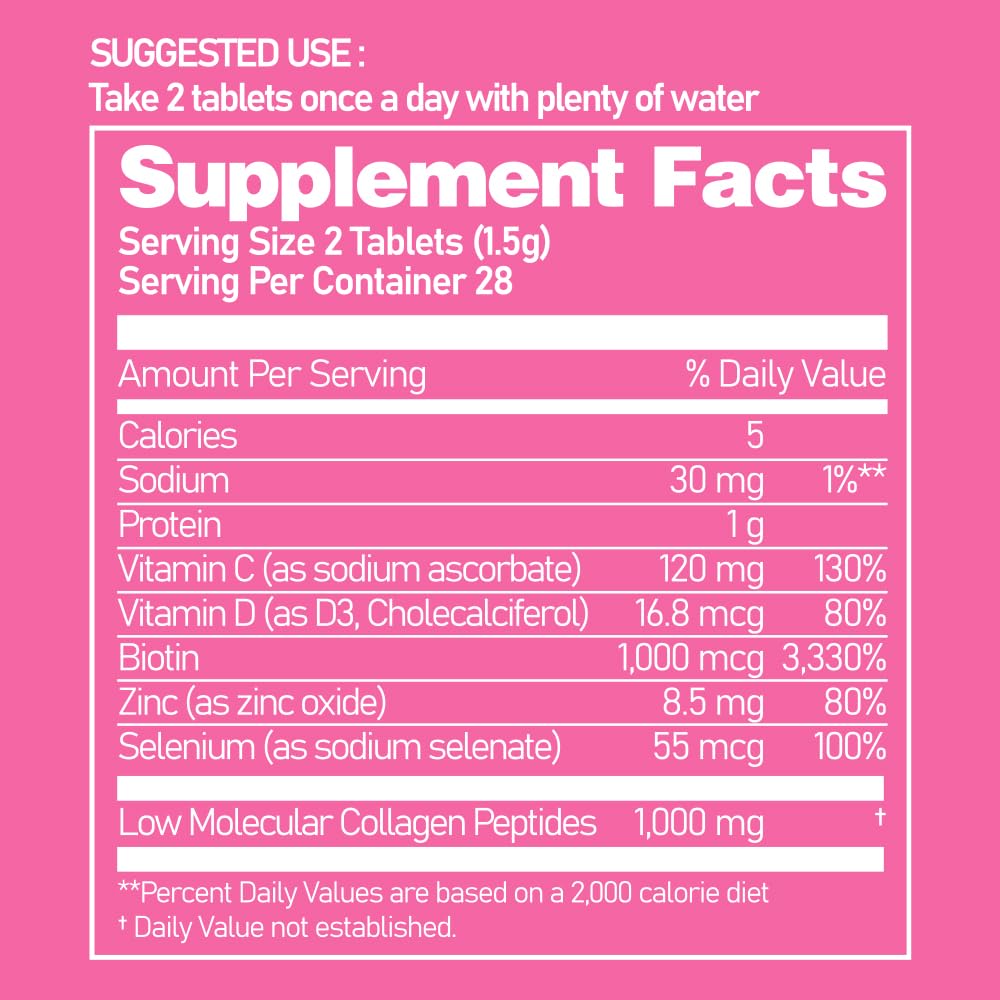 Ever Collagen in&UP Biotin Cell, Low Molecular Marine Fish Collagen Peptides Tablets with Vitamin Selenium Supplements - Healthy Skin, Hair, Nail for Women - Antioxidant Supplement EVER COLLAGEN TIME buy australia supplements