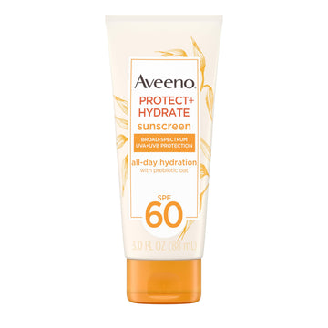 Aveeno Protect + Hydrate Moisturizing Body Sunscreen Lotion with Broad Spectrum SPF 60 & Prebiotic Oat, Weightless & Refreshing Feel
