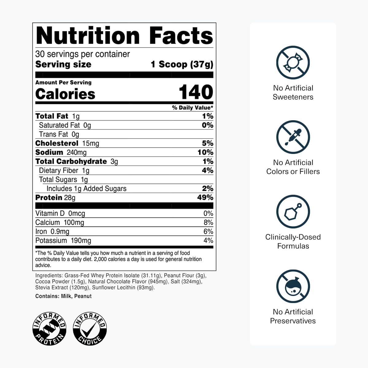 Transparent Labs Grass-Fed Whey Protein Isolate - Naturally Flavored, Gluten Free Whey Protein Powder with 28g of Protein per Serving & 9 Amino Acids - 30 Servings, French Vanilla