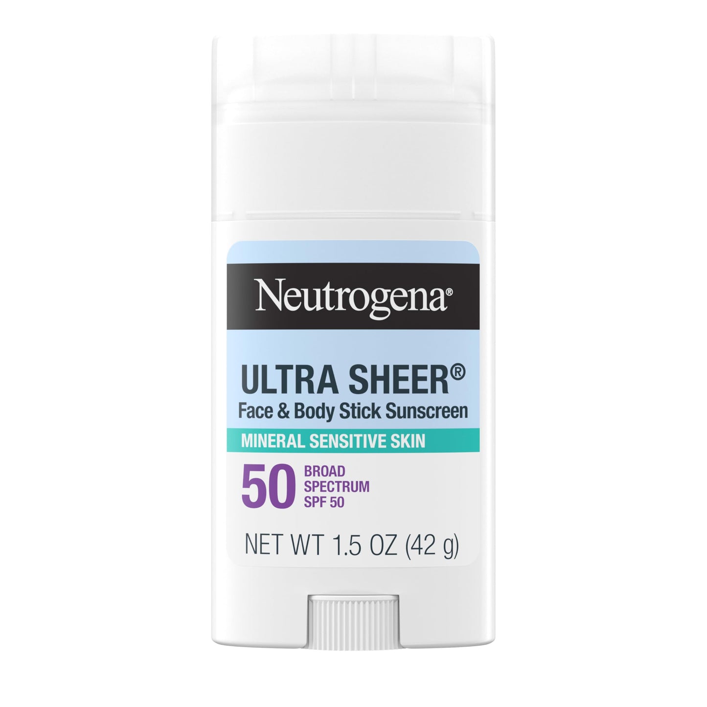 Neutrogena Ultra Sheer Dry Touch SPF 50 Mineral Sunscreen Stick for Sensitive Skin, Zinc Oxide, Body & Face Sunscreen Neutrogena