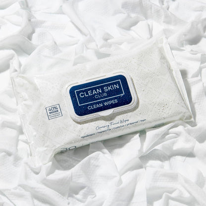 Clean Skin Club Clean Wipes, XL Makeup Remover Face Wipes, Textured Cleansing Facial Wipes for Sensitive Skin, Hypoallergenic, Fragrance-Free, Vegan, 40% Bigger, 30 Count CLEAN SKIN CLUB