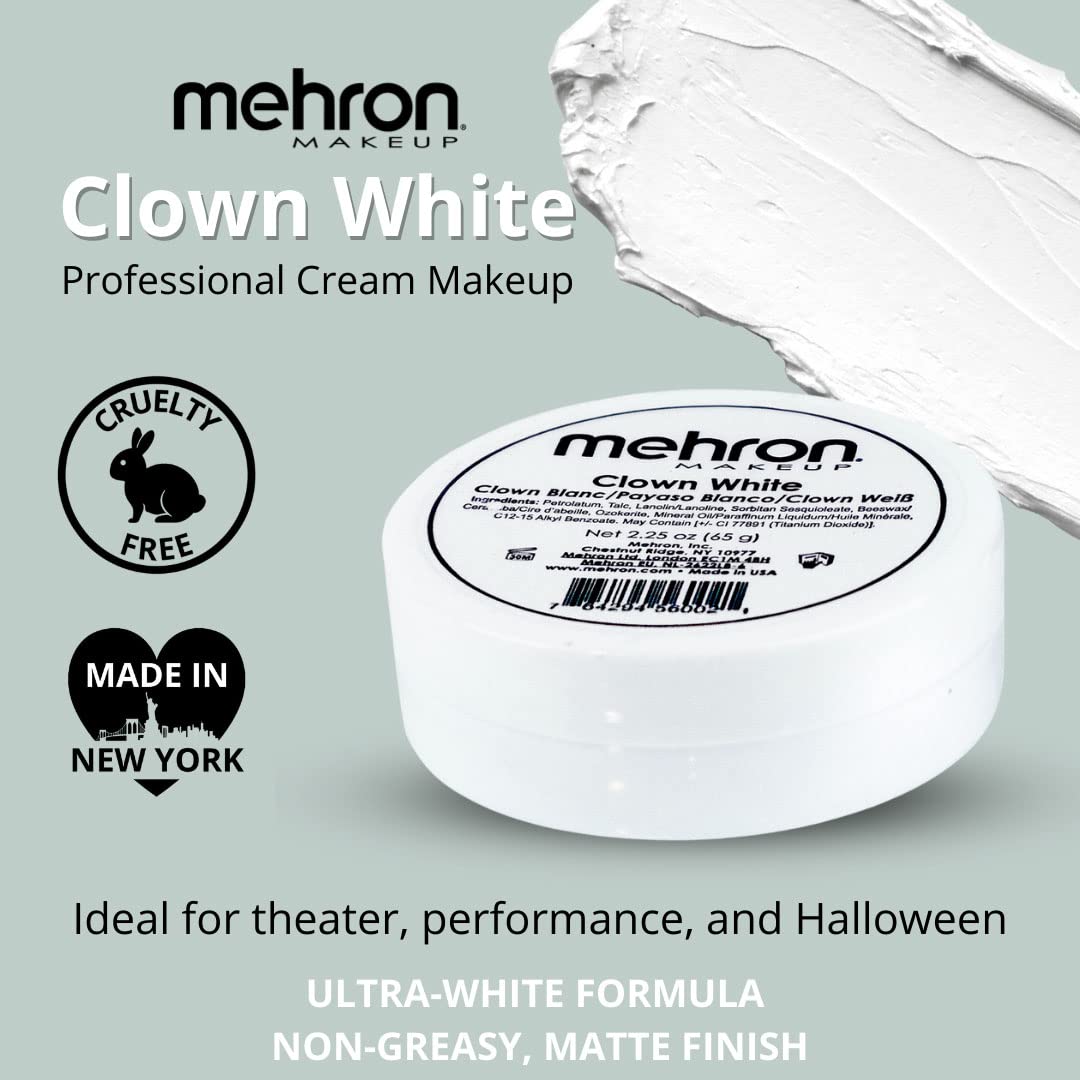 Mehron Makeup Clown White - 2.25 oz, Full Coverage Cream Face & Body Paint Mehron Makeup