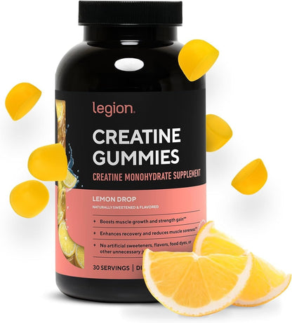 LEGION Performance Support Stack – Creatine Monohydrate Gummies (Lemon Drop, 30 Servings) + Whey Protein Powder (Vanilla, 30 Servings)