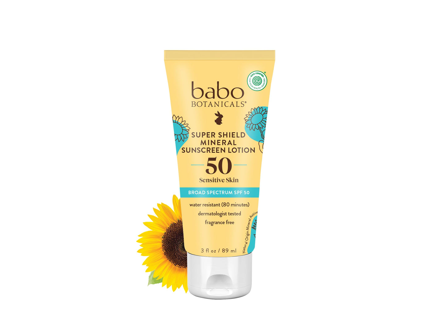 Babo Botanicals Sheer Mineral Sunscreen Lotion SPF 50 with 100% Mineral Active Ingredients for Babies, Kids or Extra Sensitive Skin, Lightweight Babo Botanicals