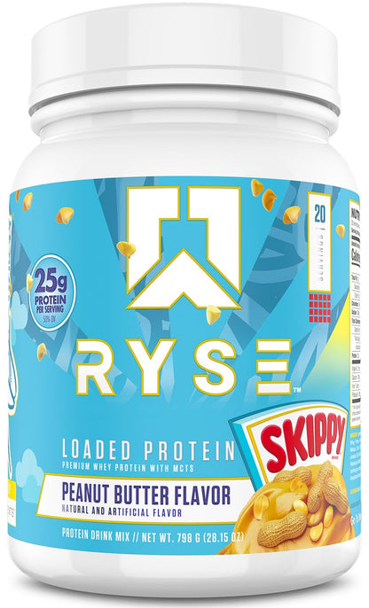RYSE Loaded Protein Powder - Jet-Puffed Marshmallow - 25g Whey Protein Isolate & Concentrate with Prebiotic Fiber & MCTs - Low Carb, Low Sugar, Digestive-Friendly - 27 Servings / 2 lb Tub