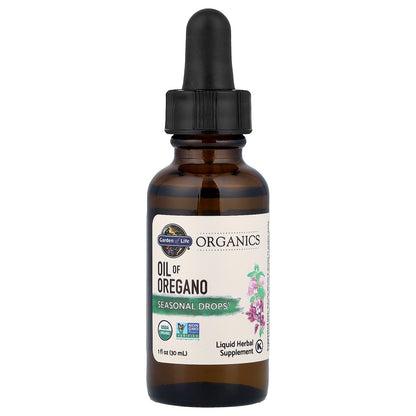 Garden of Life Organics Oil of Oregano Seasonal Drops 1fl oz (30 mL) Liquid, Concentrated Plant Based Immune Support - Alcohol-Free, Organic, Non-GMO Garden of Life