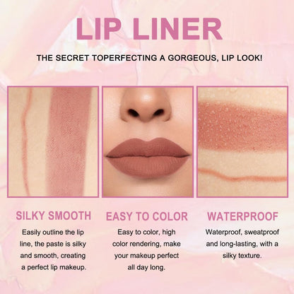 Kaely 2-in-1 Nude Brown Lip Liner & Lipstick Set Kit for Women, Matte Lips Kit with Lip Liner Lip Stains Long Lasting Waterproof 24 Hour Lipstick and Lip Liners Combo Lipliners Pencil Set 12 Kaely