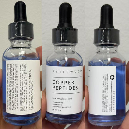 Asterwood Copper Peptides Serum for Face - with GHK-Cu Peptide and Hyaluronic Acid - Anti-Aging Facial Serum - 1 Fl Oz Asterwood