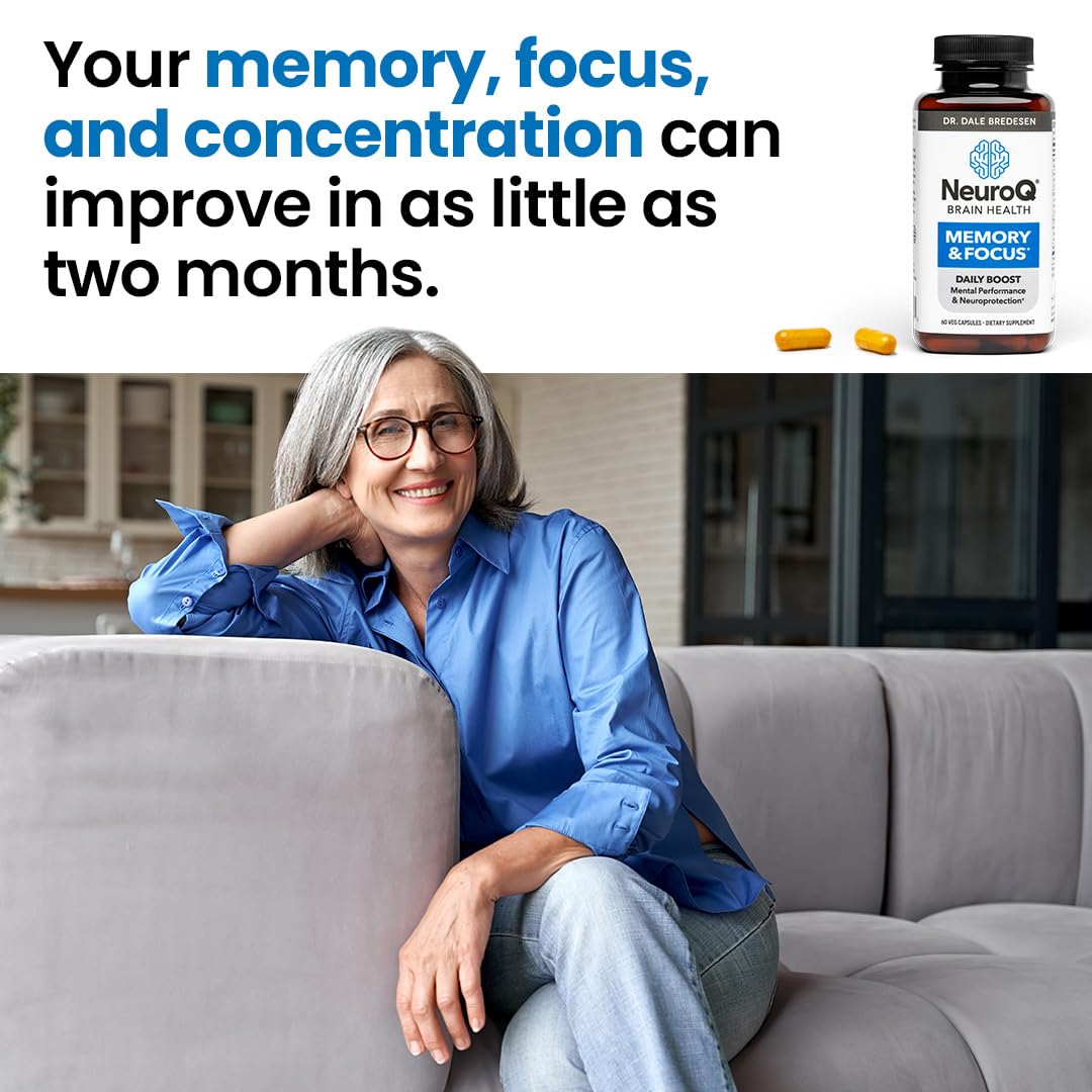 NeuroQ Memory & Focus | Formulated by Neurologist Dr. Dale Bredesen | Addresses All 4 Causes of Cognitive Decline | Ginkgo Biloba, Phosphatidylserine, Gotu Kola, LifeSeasons