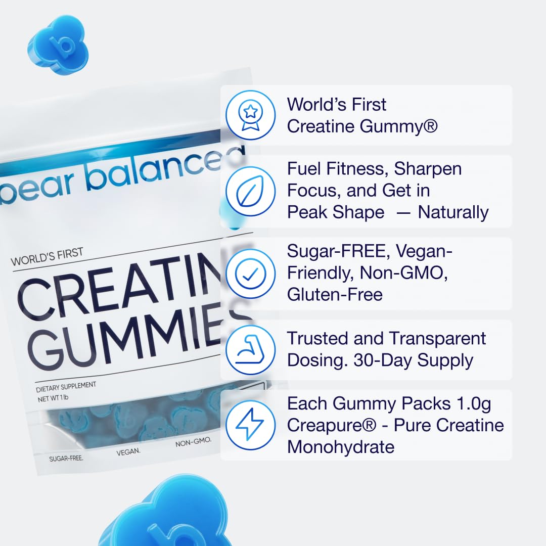 Bear Balanced Creatine Gummies for Men & Women - Creapure® Creatine Monohydrate, L-Theanine, L-Tyrosine & B12 for Muscle Growth, Strength, Focus, Energy & Health Bear Balanced buy australia supplements