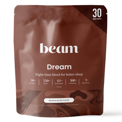 Beam Dream Sleep Powder – Sleep Aid for Adults with Melatonin, Magnesium, L-Theanine, Reishi Mushroom & Apigenin Sleep Supplement, Sleepy Cocoa Bedtime Beam