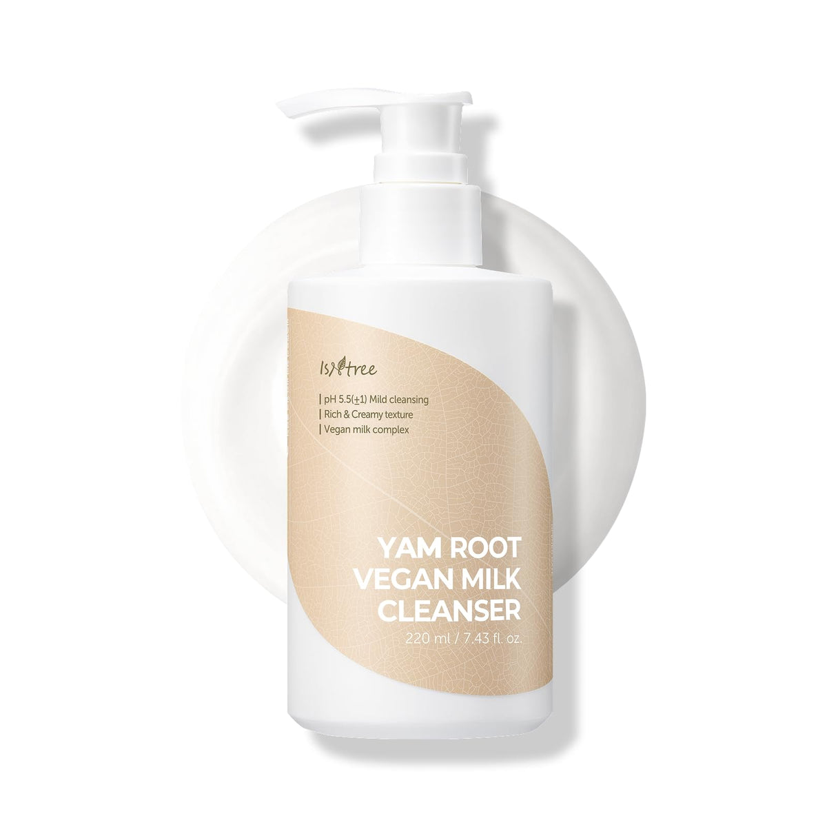 ISNTREE Yam Root Vegan Milk Cleanser | Korean Facial Cleanser with Yam Root | Hydrating Milky Cleanser for Sensitive Skin, Gentle & Creamy, 7.43 fl oz IsNtree