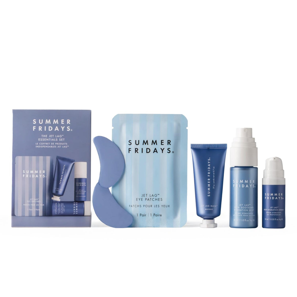 Summer Fridays Jet Lag™ Essentials - Mini Hydrating Skin Care Set With Jet Lag™ Mask, Eye Patches, Deep Hydration Face Serum & Hydration Mist - Travel Size Skincare Kit & Gift Set (4 Count) Summer Fridays