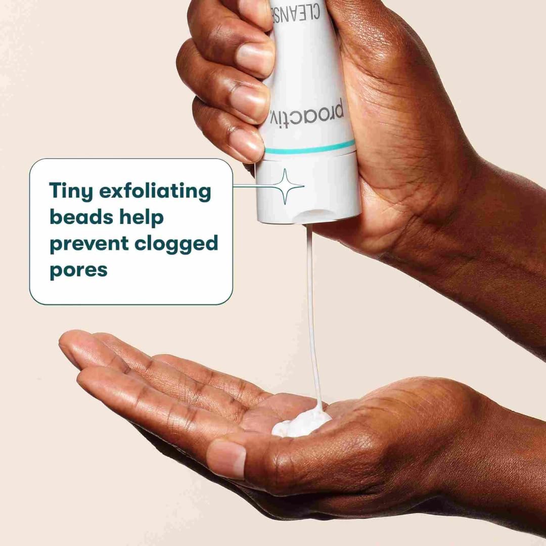 Proactiv Acne Cleanser - Benzoyl Peroxide Face Wash and Acne Treatment - Daily Facial Cleanser and Hyularonic Acid Moisturizer with Exfoliating Beads - 90 Day Supply, 6 Fl Oz Proactiv