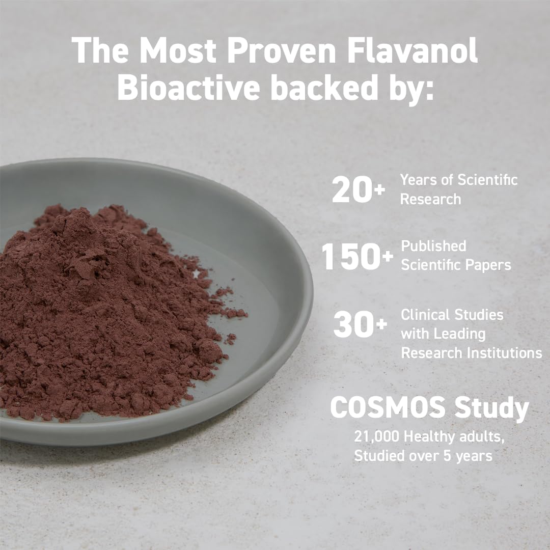 CocoaVia Cocoa Flavanols 500mg – Heart and Brain Support, High Flavanol Cocoa Extract, Boosts Nitric Oxide, Blood Circulation and Memory, Preworkout, Vegan CocoaVia