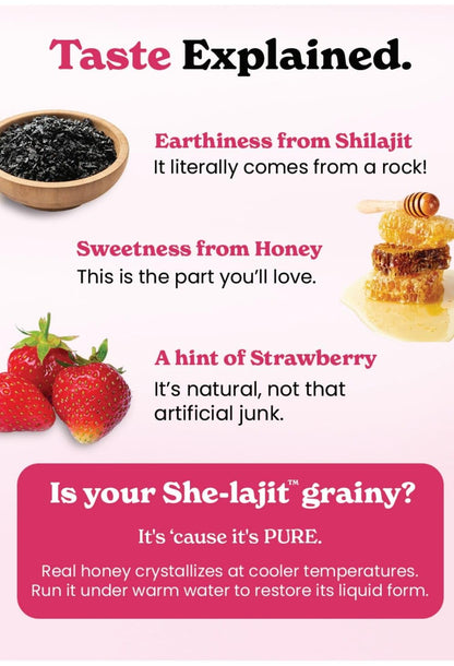 BetterAlt SHE-Lajit Strawberry Honeysticks|Shilajit for Women with Shatavari & Saffron for hormonal Balance & Energy Boost|Tasty Honeysticks Better Alt