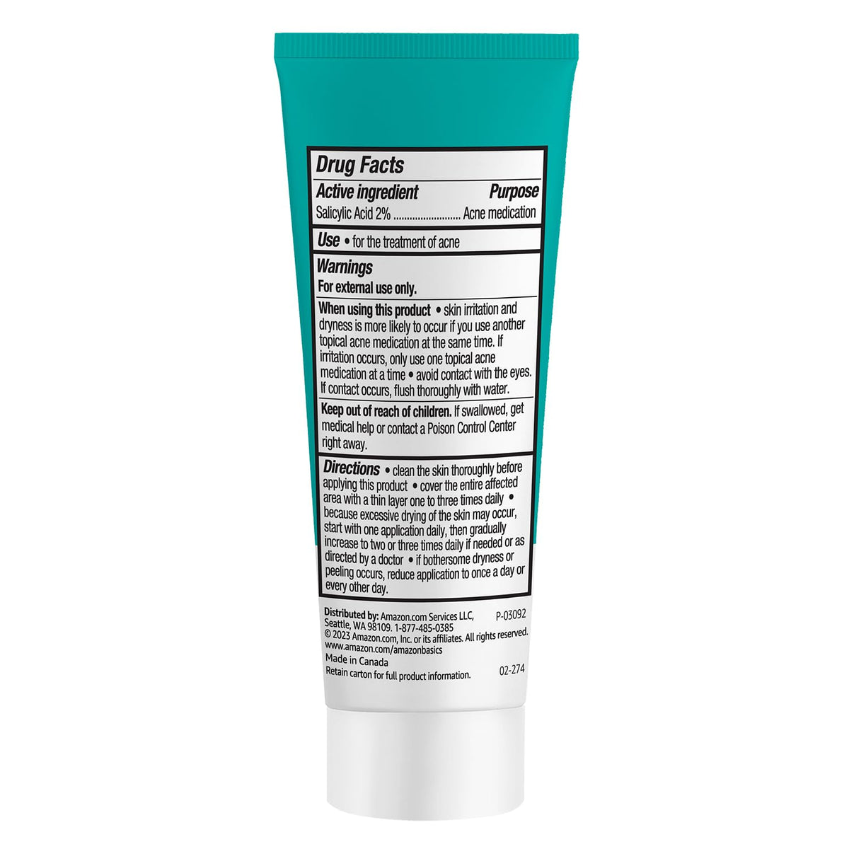 Amazon Basics Advanced Acne Spot Treatment with 2% Salicylic Acid Medication, Blemish Treatment, 0.75 Fluid Ounces, 1-Pack Amazon Basics