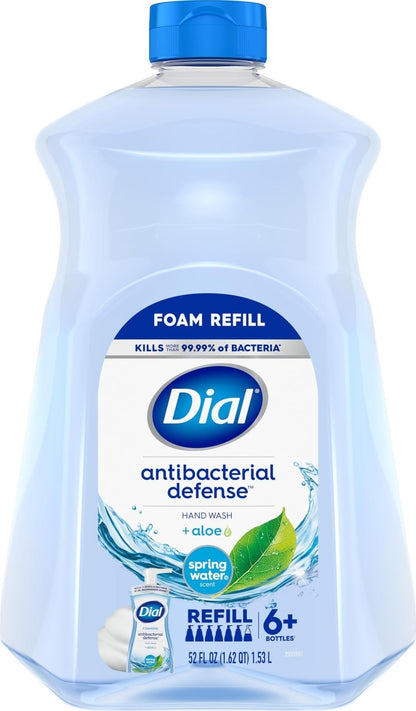 Dial Antibacterial Defense Foaming Hand Soap Refill, Spring Water, 52 Fl Oz Dial