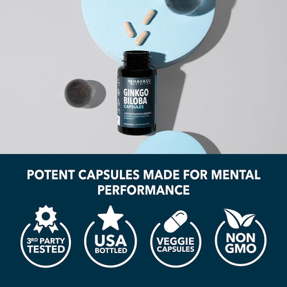 Ginkgo Biloba 120mg with Phosphatidylserine, Nootropic Supplement, 60 Count | Nootropic Brain Health, Memory and Focus Supplement, Supports Cognitive Function & Mental Clarity, 2-Month Supply Gsupps Australia