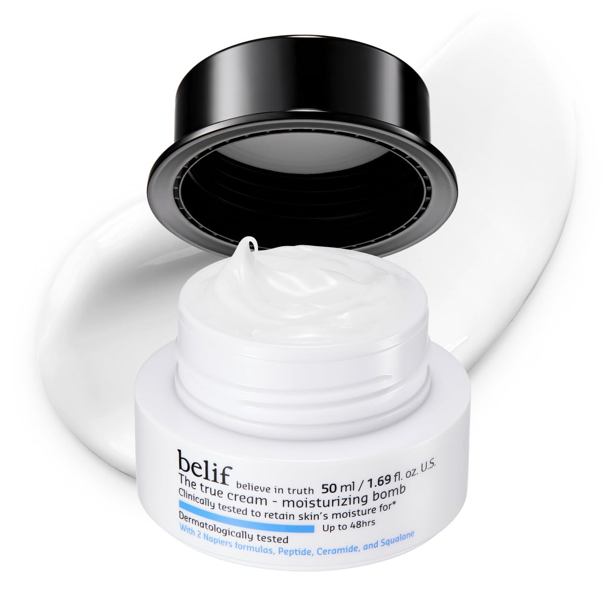belif Moisturizing Bomb – Daily Ceramide Moisturizer with Peptide & Squalane, 48hr Hydration & Anti-Aging Cream, Milky & Lightweight, Restores Skin Barrier, Korean Skincare, 1.68 fl oz (50ml) belif