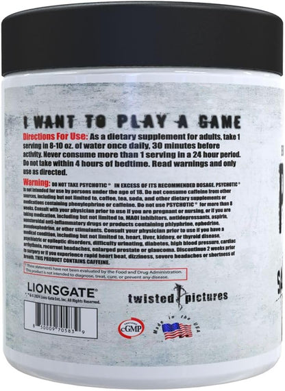 Insane Labz Psychotic Saw, High Stim Pre Workout Powder with OxyGold™ and AMPiberry®,Extreme Lasting Energy with Teacrine®,Focus with CognitIQ® and Endurance (60 Servings, Grape)