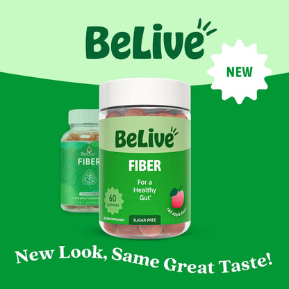BeLive Fiber Gummies - Sugar Free Prebiotic Digestive Health and Regularity Supplement - Chicory Root & Inulin BeLive