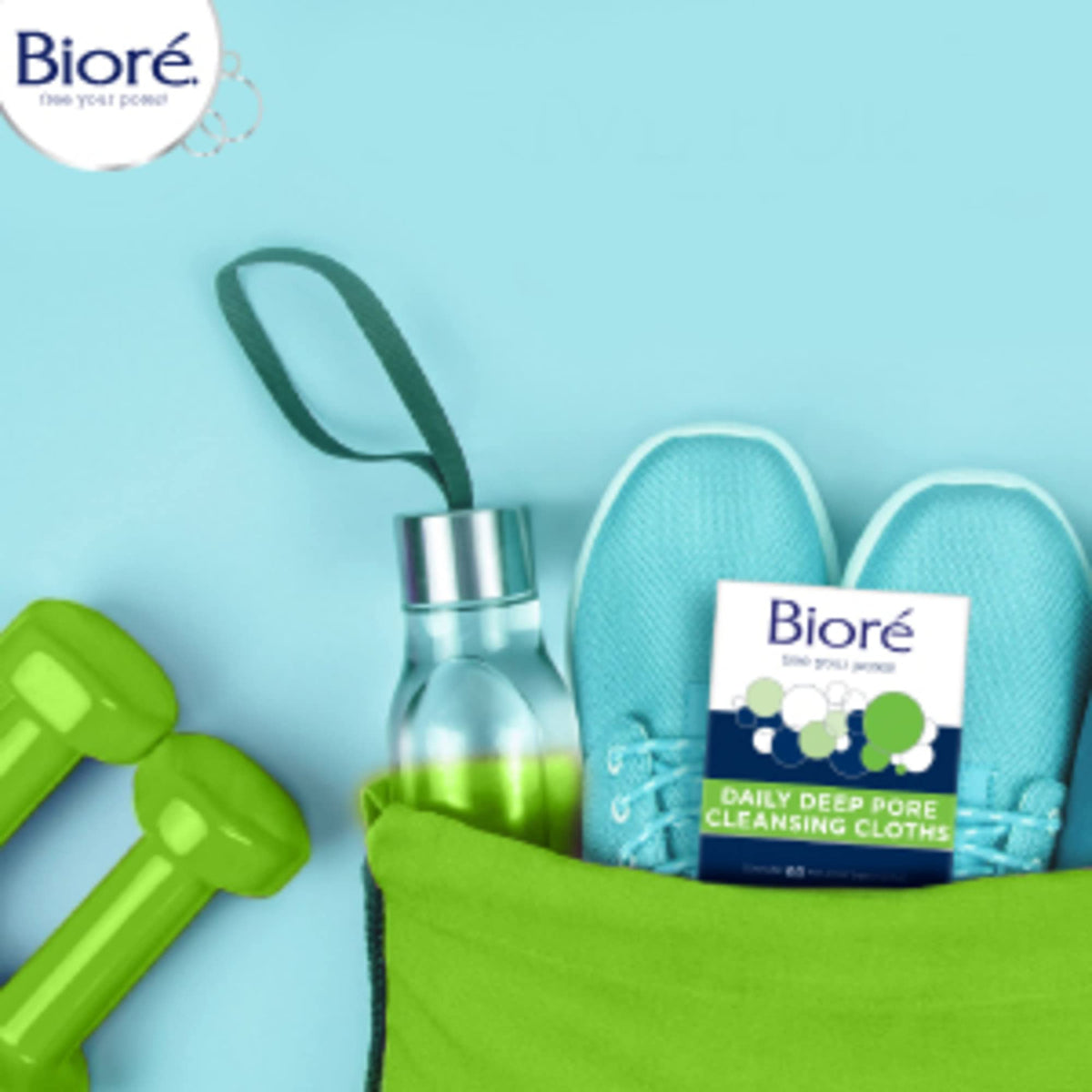 Bioré Daily Make Up Removing Cloths, Facial Cleansing Wipes with Dirt-grabbing Fibers for Deep Pore Cleansing without Oily Residue, 60 Count Bioré