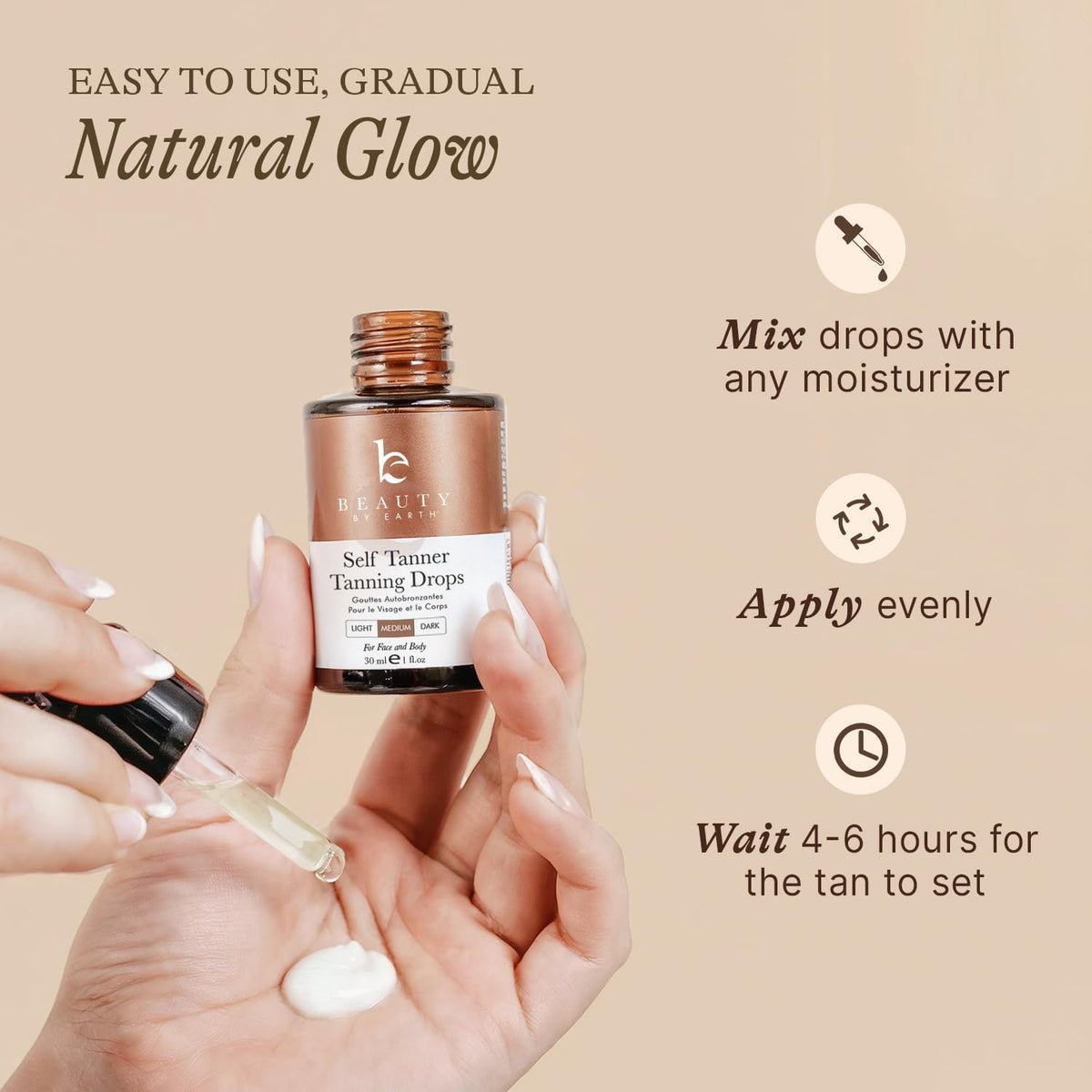 Self Tanning Drops - USA Made with Natural & Organic Ingredients Beauty by Earth