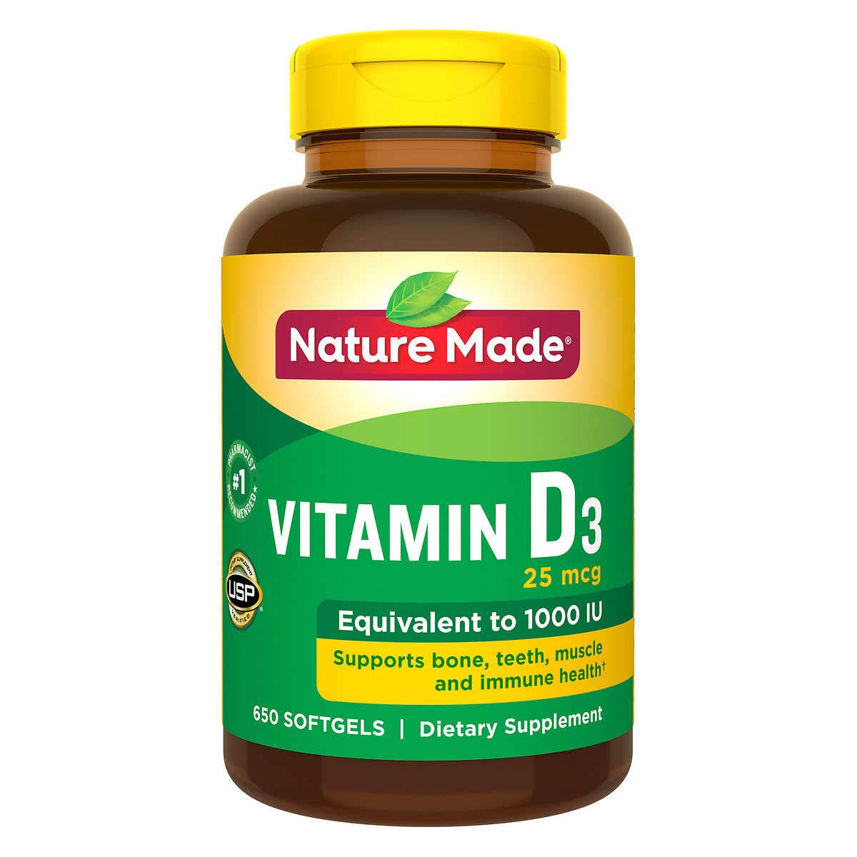 Nature Made Vitamin D3 1000 IU (25 mcg), 300 Vitamin D Softgels | Vitamin D Supplement for Immune, Bone, Teeth and Muscle Health Support, 300 Day Supply Gsupps Australia