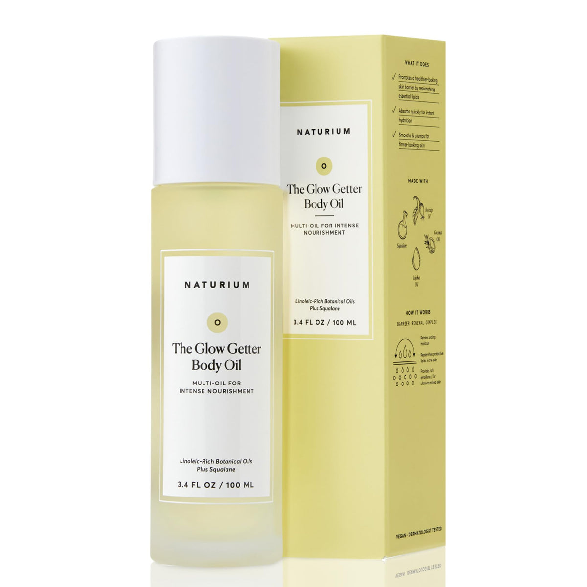 Naturium The Glow Getter Body Oil, Botanical Blend with Squalane, 3.4 oz Naturium