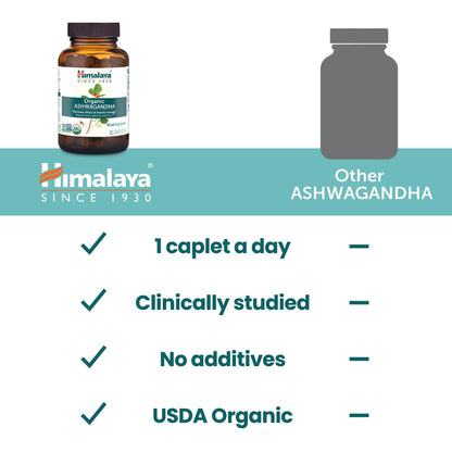 Himalaya Organic Ashwagandha Root, 2 Month Supply - Herbal Adrenal Support Supplements for Stress Relief and Energy Support - USDA Organic, Non-GMO, Vegan Himalaya