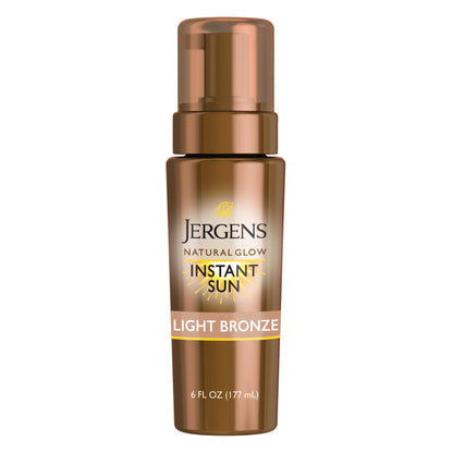 Jergens Natural Glow Instant Sun Body Mousse, Self Tanner for Light Bronze Tan, Sunless Tanning Body Bronzer Jergens