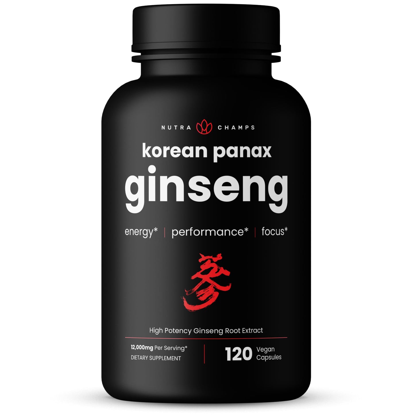 NutraChamps Korean Red Panax Ginseng Capsules | Extra Strength Ginsenosides for Energy, Focus, Performance, Vitality & Immune Support NutraChamps