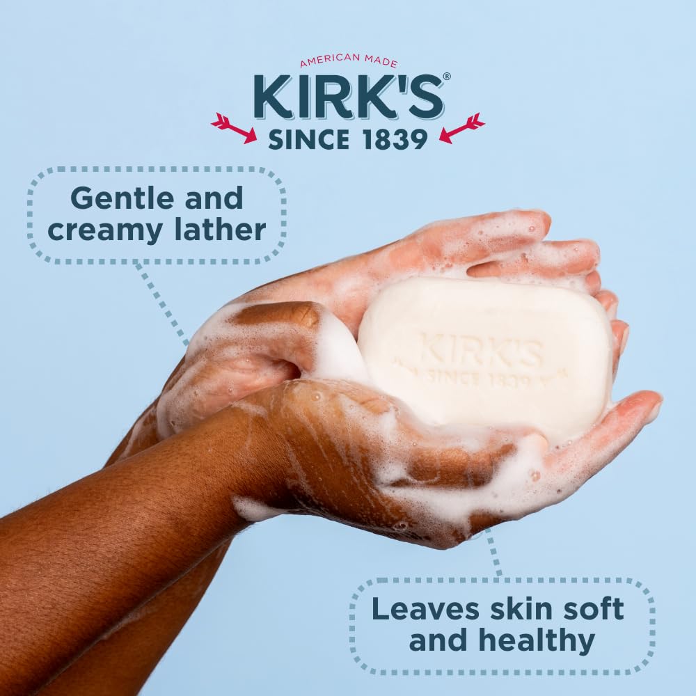 Kirk's Castile Bar Soap, Original Fresh Scent - Clinically Tested, Safe for Sensitive Skin with Coconut Oil, Vegan and Non-GMO - 4 oz Bars, 6 Pack and Fragrance Free Travel Bar Kirk's