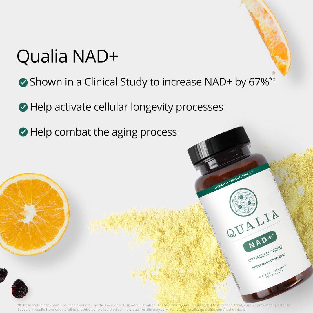 Qualia NAD Supplement — Clinically Proven to Boost NAD+ up to 67%. Optimized Aging, Energy, Focus. Elite NAD+ Booster Ingredients Nicotinamide Riboside (NIAGEN), Niacin, Niacinamide (1 Month Supply) QUALIA LIFE SCIENCES buy australia supplements