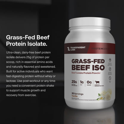 Transparent Labs Grass-Fed Beef Isolate Protein Powder – Naturally Flavored, Dairy-Free Protein with 25g of Protein per Serving for Increased Recovery & Strength - 30 Servings, Chocolate Peanut Butter