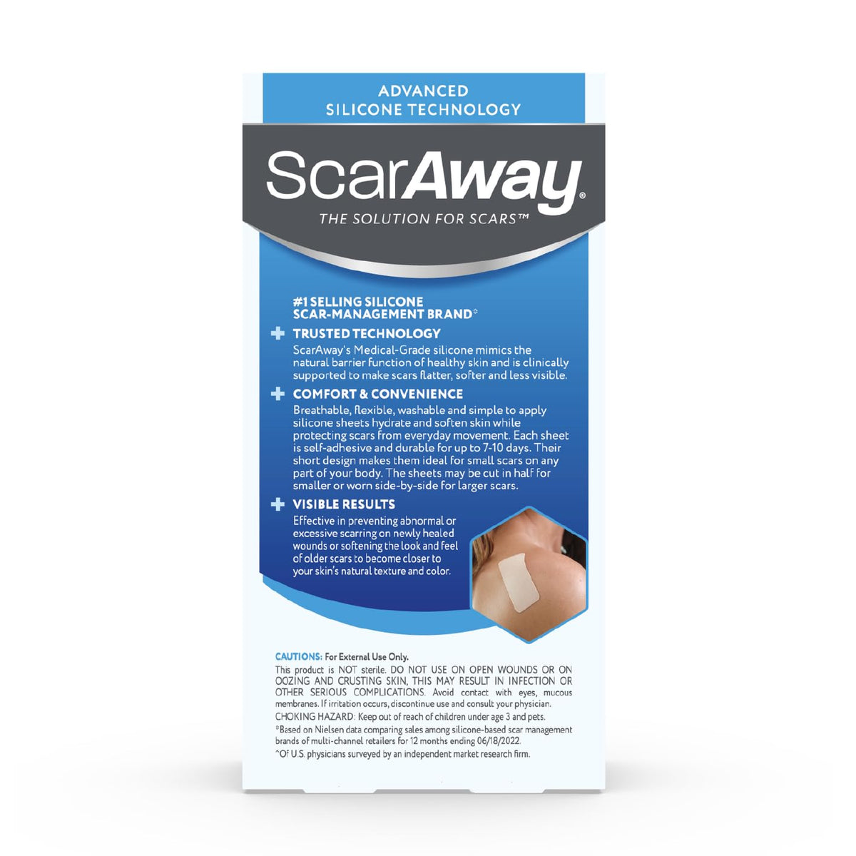 ScarAway Scar Fabric Sheets, Medical Grade Silicone, 1.5x3in, 8 Ct ScarAway