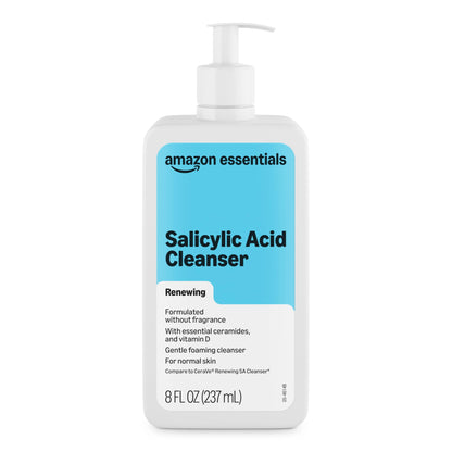 Amazon Essentials Cleanser Face Wash - Salicylic Acid with Ceramides & Vitamin D, 8 fl oz, 1-Pack (Previously Amazon Basics) Amazon Essentials