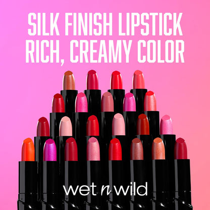 wet n wild Silk Finish Lipstick, Hydrating Rich Buildable Lip Color, Formulated with Vitamins A,E, & Macadamia for Ultimate Hydration, Cruelty-Free & Vegan - Dark Pink Frost wet n wild