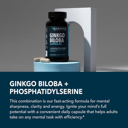 Ginkgo Biloba 120mg with Phosphatidylserine, Nootropic Supplement, 60 Count | Nootropic Brain Health, Memory and Focus Supplement, Supports Cognitive Function & Mental Clarity, 2-Month Supply Gsupps Australia