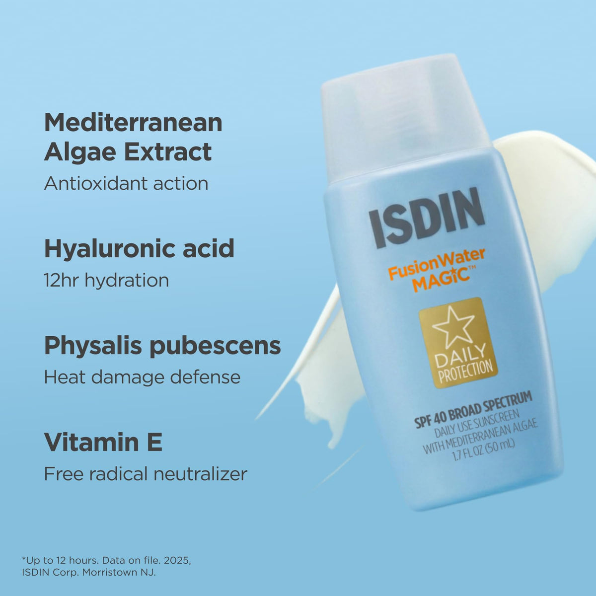 ISDIN Fusion Water MAGIC Lightweight Clear Face Sunscreen SPF 40, 1.7 fl oz ISDIN