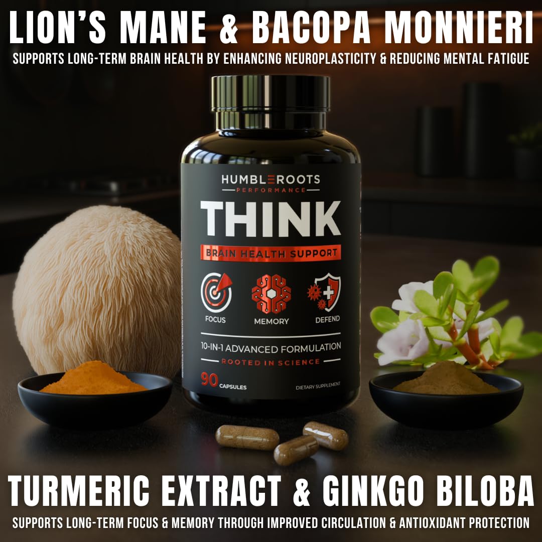 All-Natural Brain Supplement for Memory and Focus - Caffeine-Free Long-Term Cognitive Support - 10 Nootropic Ingredients Including Lion’s Mane, Bacopa, Turmeric, Ginkgo & Huperzine A - 90 Capsules HUMBLEROOTS PERFORMANCE buy australia supplements