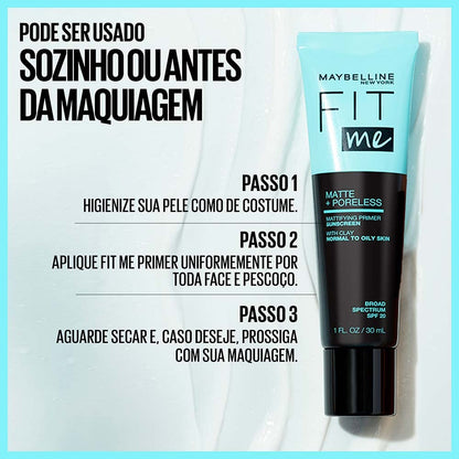 Maybelline Fit Me Matte + Poreless Mattifying Face Primer Makeup With Sunscreen, Broad Spectrum SPF 20, 16HR Wear, Shine Control, Clear, 1 Count MAYBELLINE