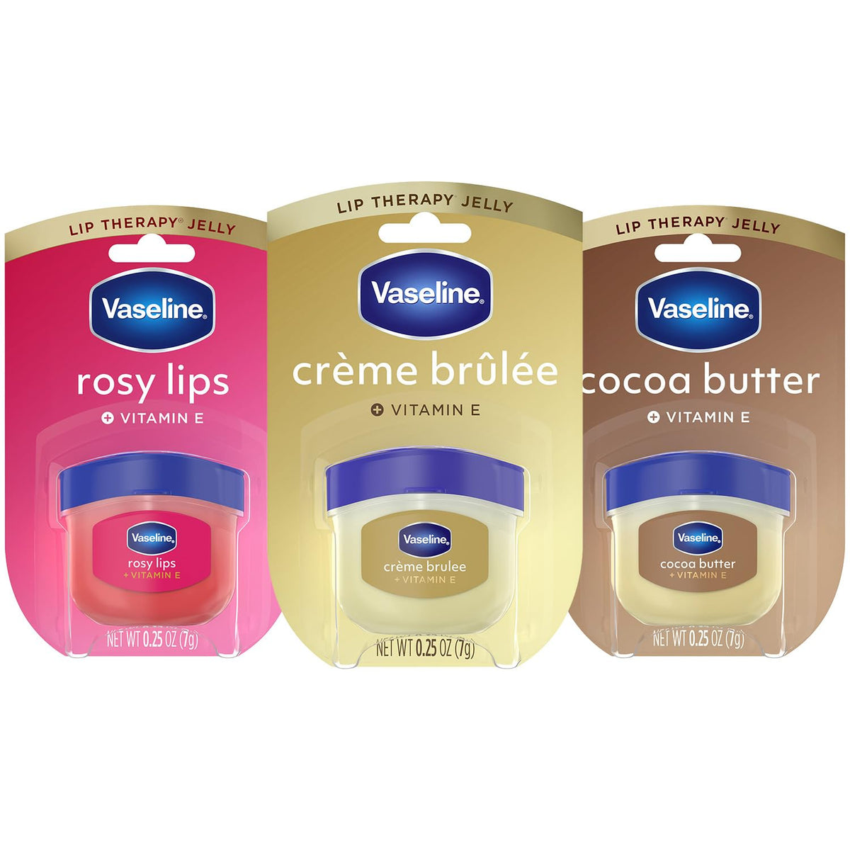 Vaseline Lip Therapy Variety 3-Pack, Mini Lip Balm Set, 0.25 Oz Ea Vaseline